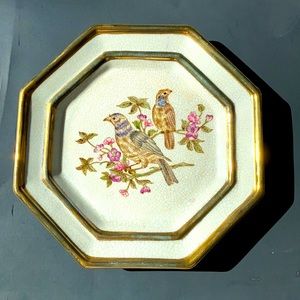 Vintage Wong Lee WL 1895 Hand-painted Birds Collectible Collector Plates Crackle